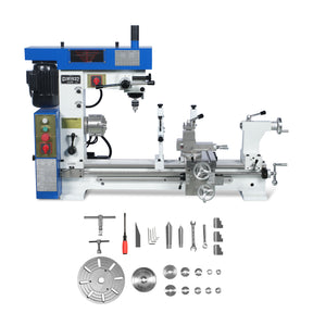 1 HP 16''x32'' Multi-Function Metal Lathe Milling Machine Head for Metalworking – Lathe, Drilling, and Milling Operations with Powerful Motor, Perfect for DIY, Workshops, and Professional Metalworking Projects without Stand