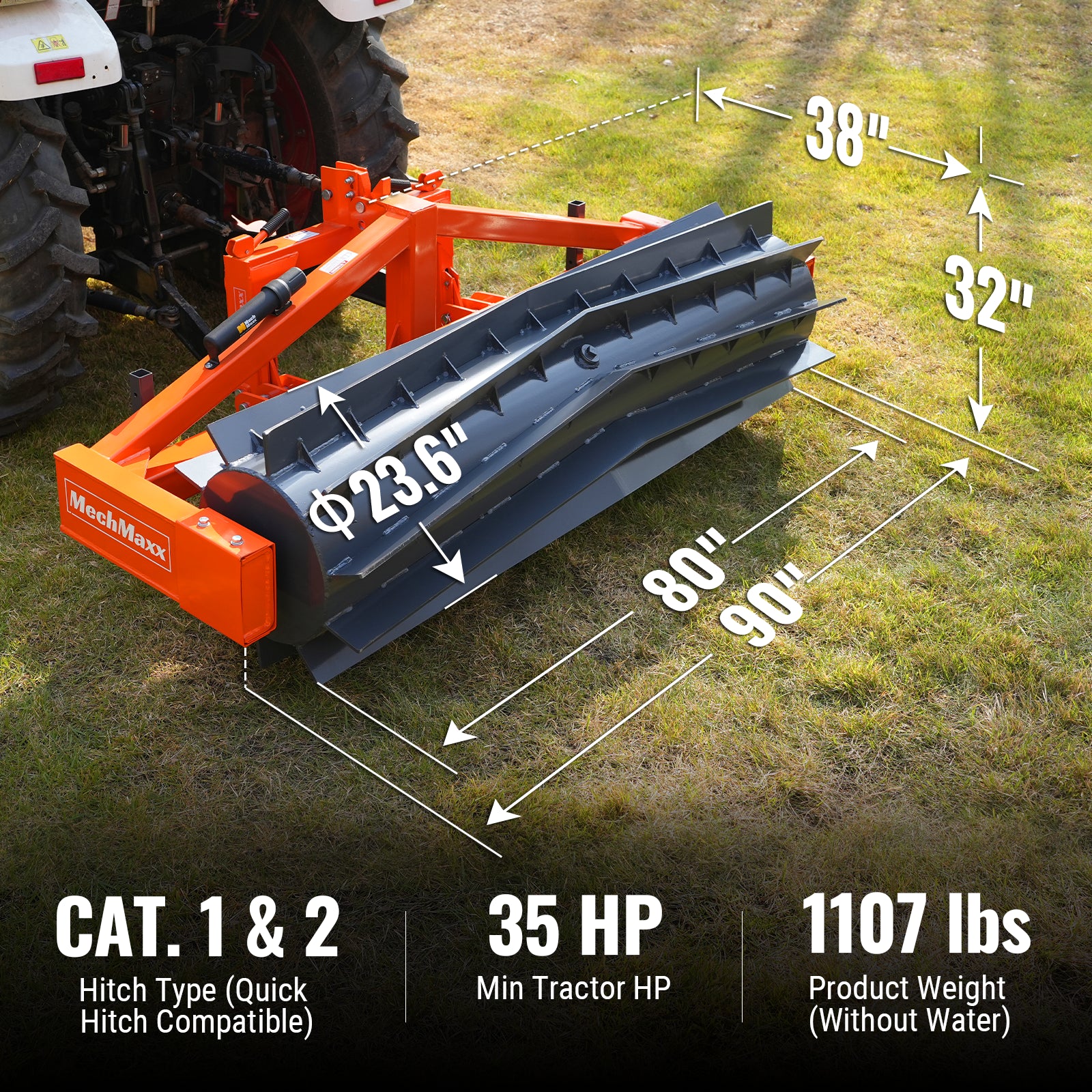 80" Crimper Roller 3 Point Hitch Tractor Attachment Agriculture Equipment,  CR82