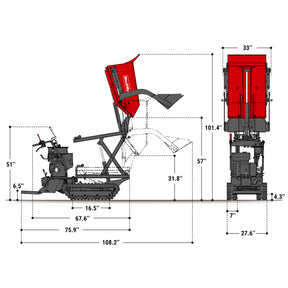 1100lbs Capacity E-Start 10HP 302cc Gas Engine Tracked Dumper Hydraulic Tipping and Lifting with Front Shovel , D50HTFL