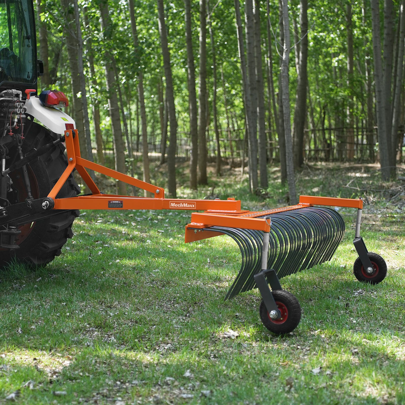 84" Landscape Rake with Bolt-On Wheels & 42 Tines 3 Point Hitch Tractor Attachment, LR84W