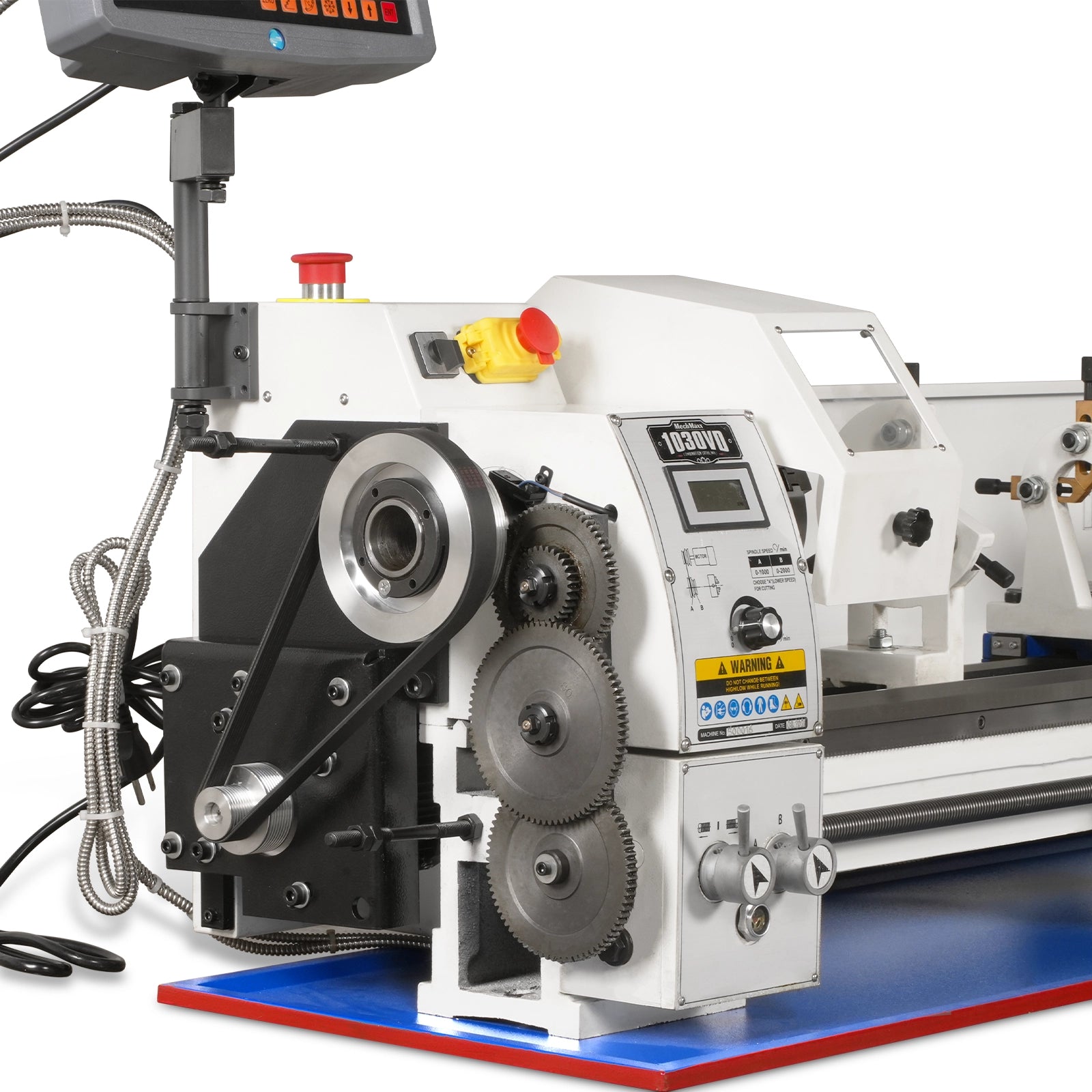 1.5'' Spindle Bore Metal Lathe Machine with DRO and Wedge Type Quick Change Tool Post(QCTP), 10'' x 30'' High Precision Benchtop 0-2000 RPM Variable Speed Metal Working Machine 1.5HP Small Lathe without Stand 1030VDW