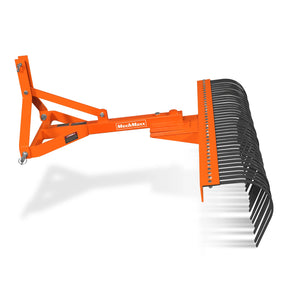 72" Landscape Rake with 36 Tines 3 Point Hitch Tractor Attachment, LR72