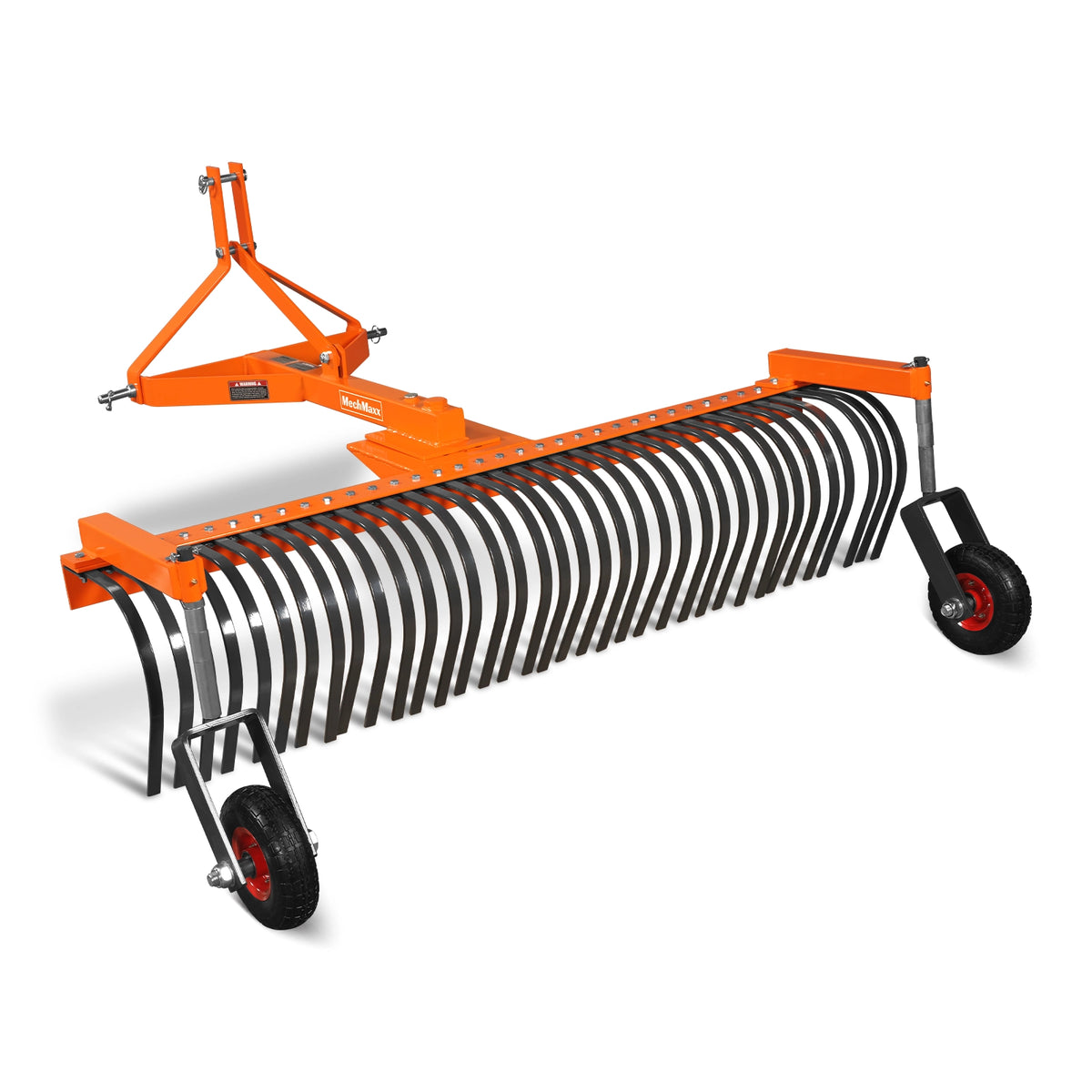 72" Landscape Rake with Bolt-On Wheels & 36 Tines 3 Point Hitch Tractor Attachment, LR72W