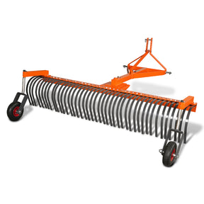 84" Landscape Rake with Bolt-On Wheels & 42 Tines 3 Point Hitch Tractor Attachment, LR84W