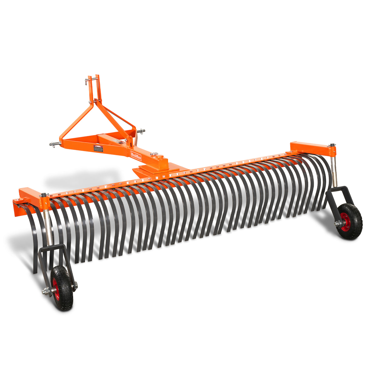 84" Landscape Rake with Bolt-On Wheels & 42 Tines 3 Point Hitch Tractor Attachment, LR84W
