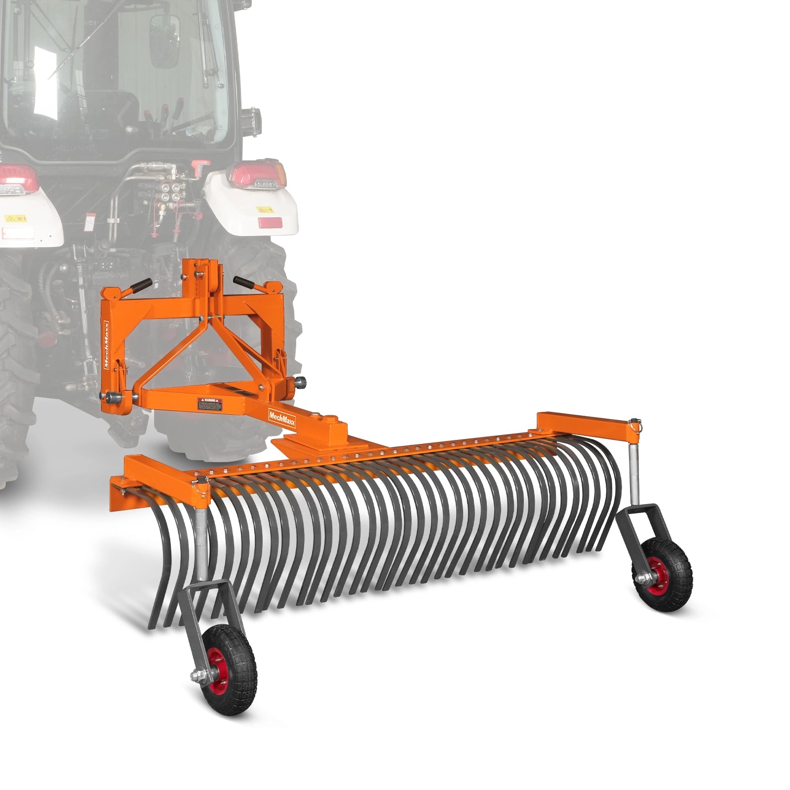 72" Landscape Rake with Bolt-On Wheels & 36 Tines 3 Point Hitch Tractor Attachment, LR72W
