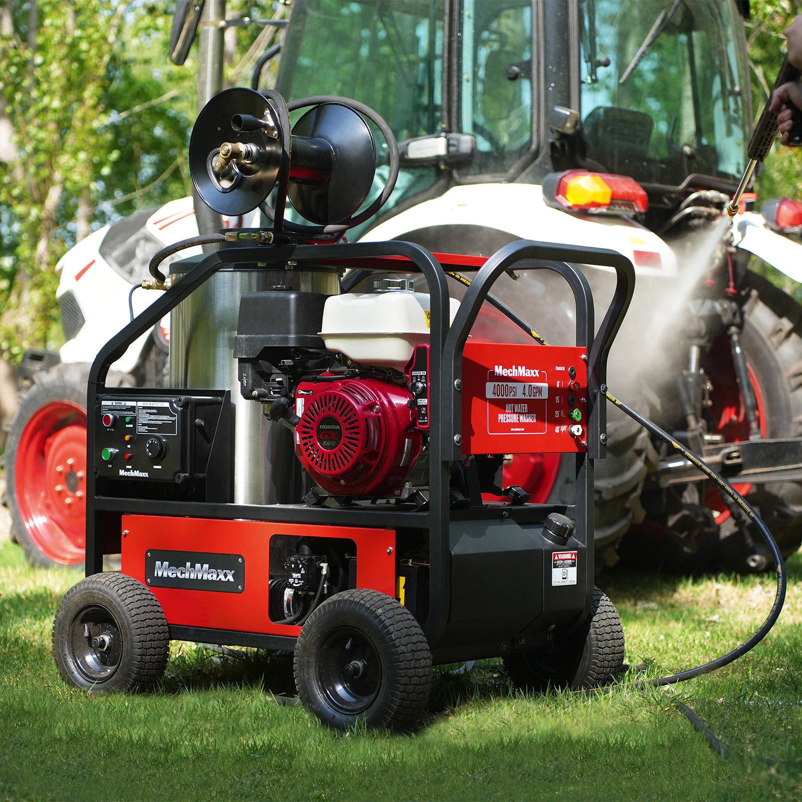 4000 PSI 4 GPM HONDA E-Start Engine Hot Water Pressure Washer with Hose Reel, HPW40H