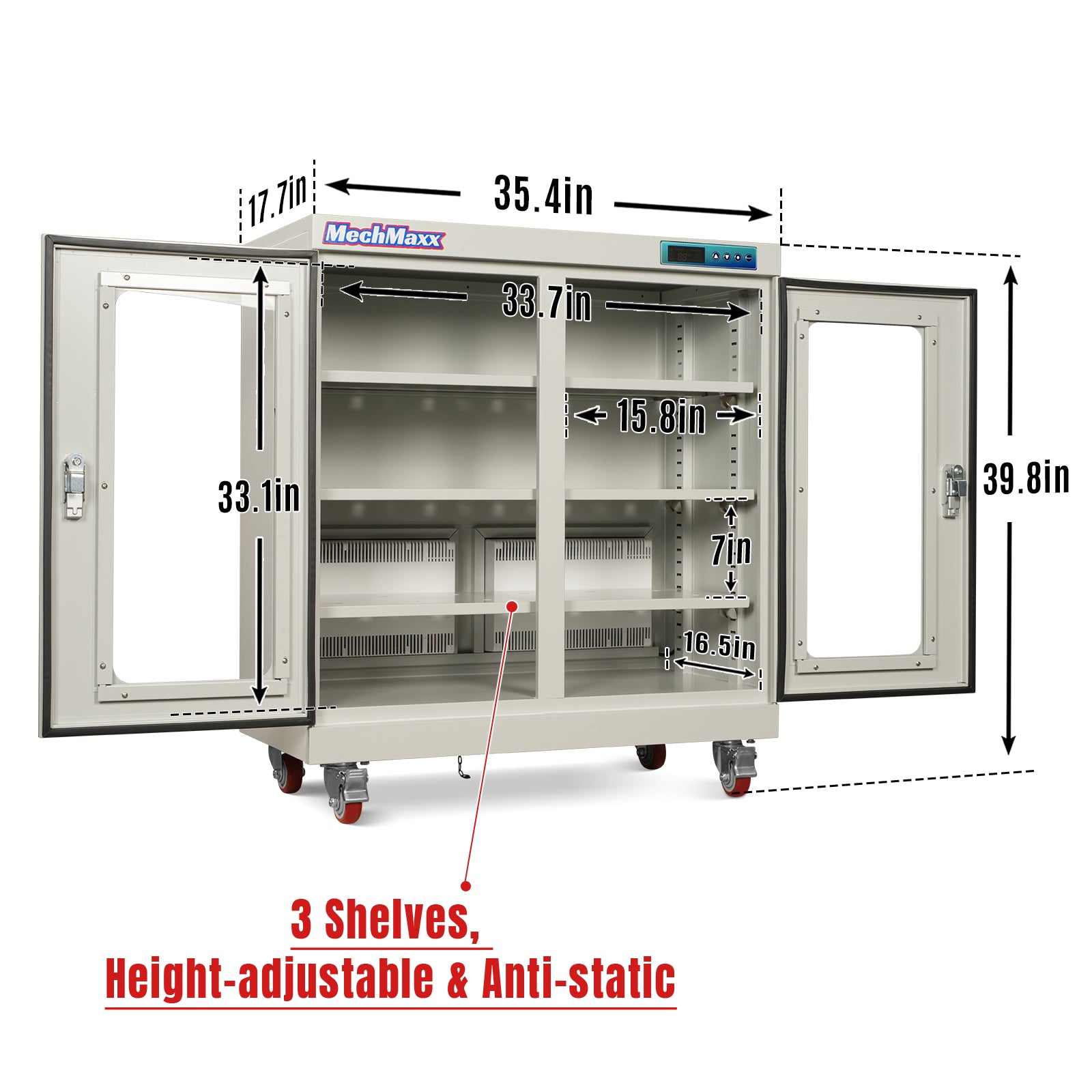 1-10% RH Electronic Dry Cabinet 320L ESD Desiccator Cabinet Ultra-Low Humidity Storage, White, EDC320CW