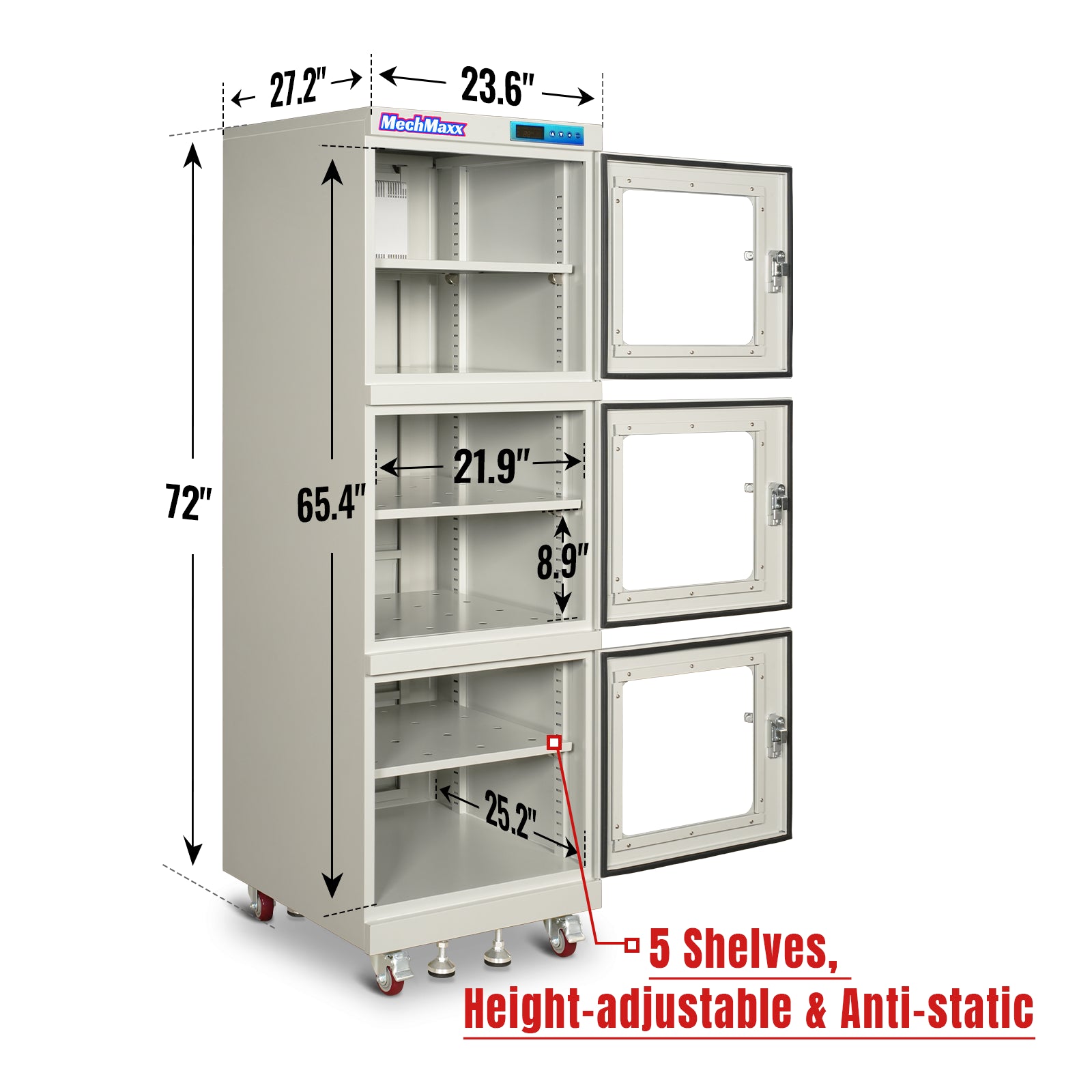 20-60% RH Electronic Dry Cabinet 730L ESD Desiccator Cabinet Low Humidity Storage, White, EDC730AW