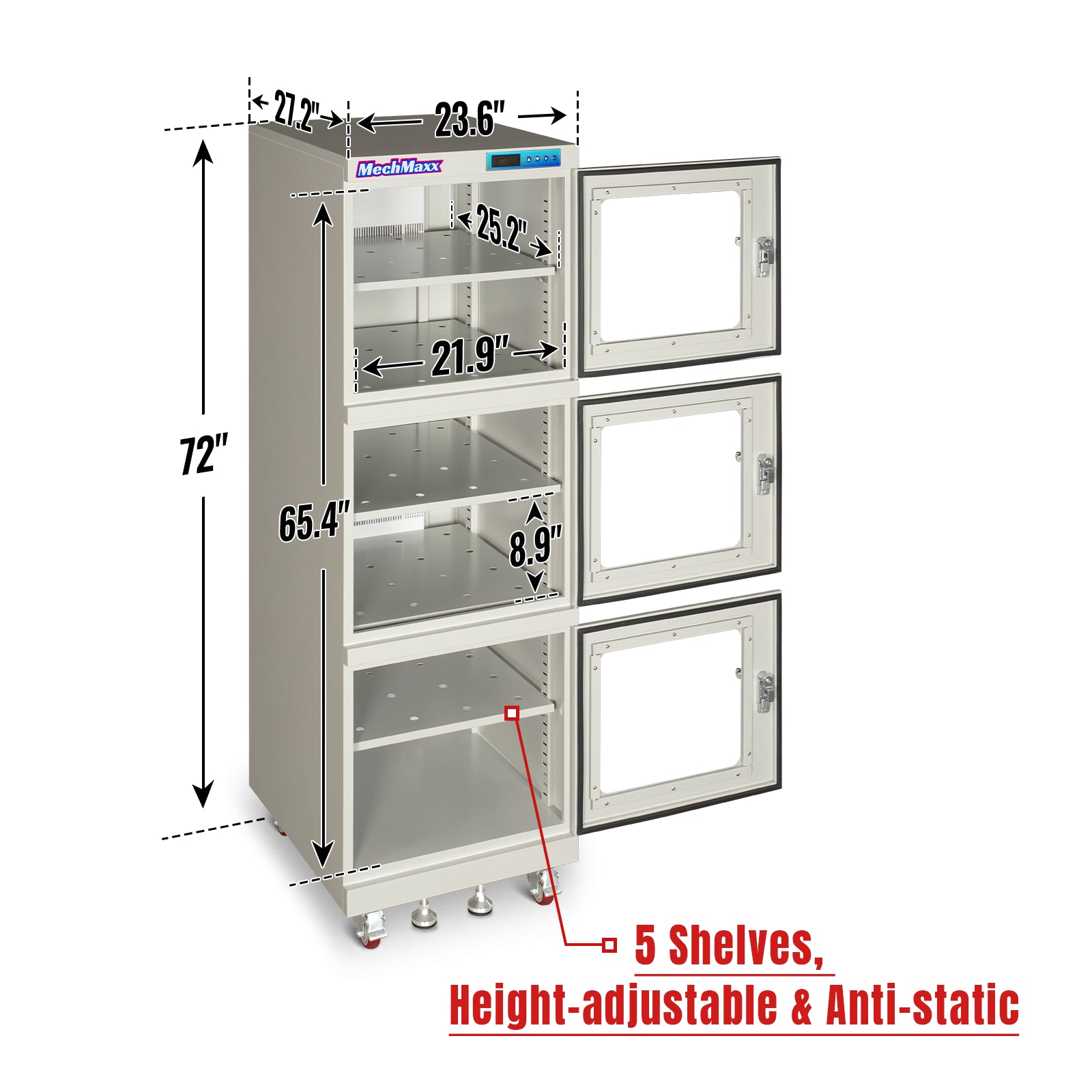 1-10% RH Electronic Dry Cabinet 730L ESD Desiccator Cabinet Ultra-Low Humidity Storage, White, EDC730CW
