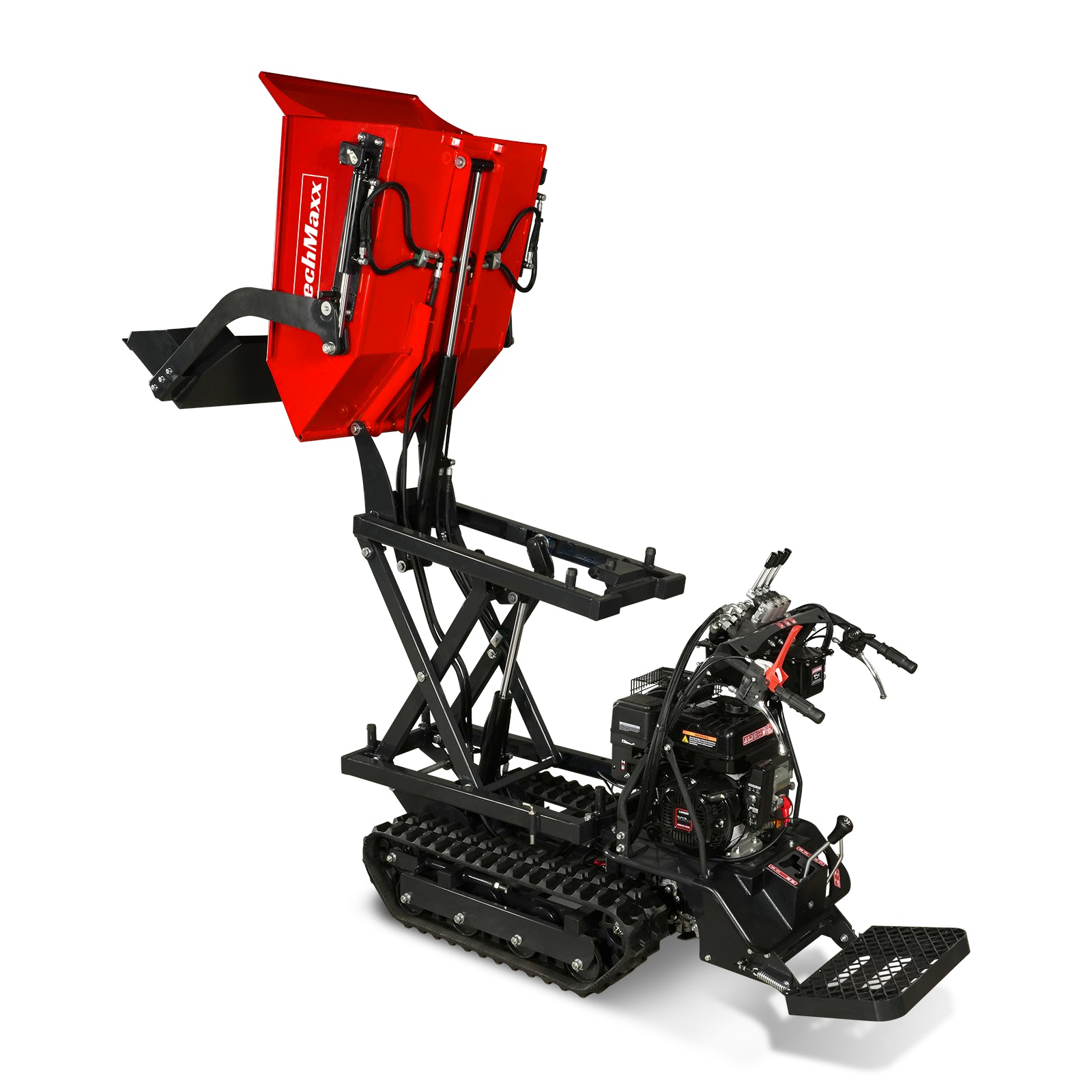 1100lbs Capacity E-Start 10HP 302cc Gas Engine Tracked Dumper Hydraulic Tipping and Lifting with Front Shovel , D50HTFL