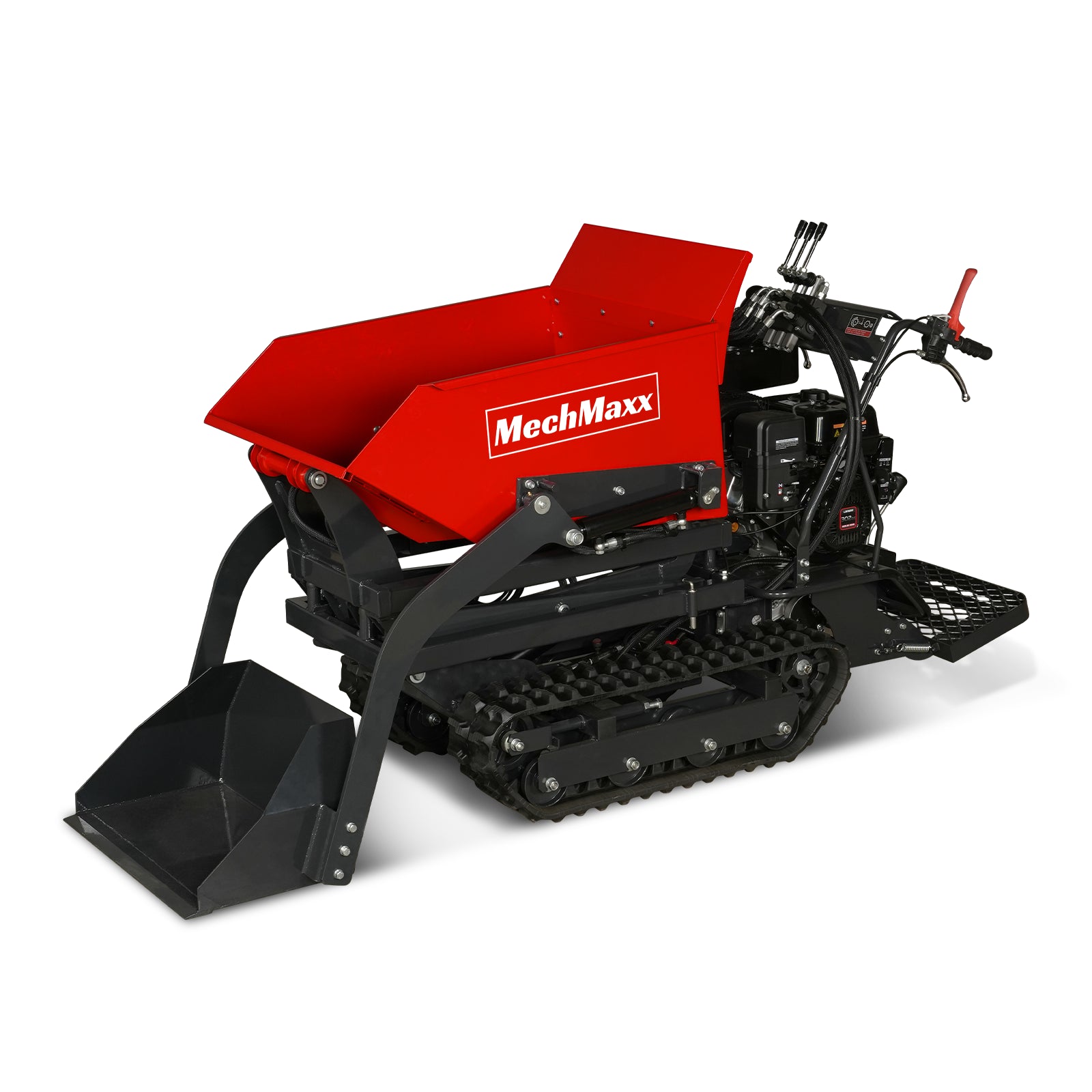 1100lbs Capacity E-Start 10HP 302cc Gas Engine Tracked Dumper Hydraulic Tipping and Lifting with Front Shovel , D50HTFL