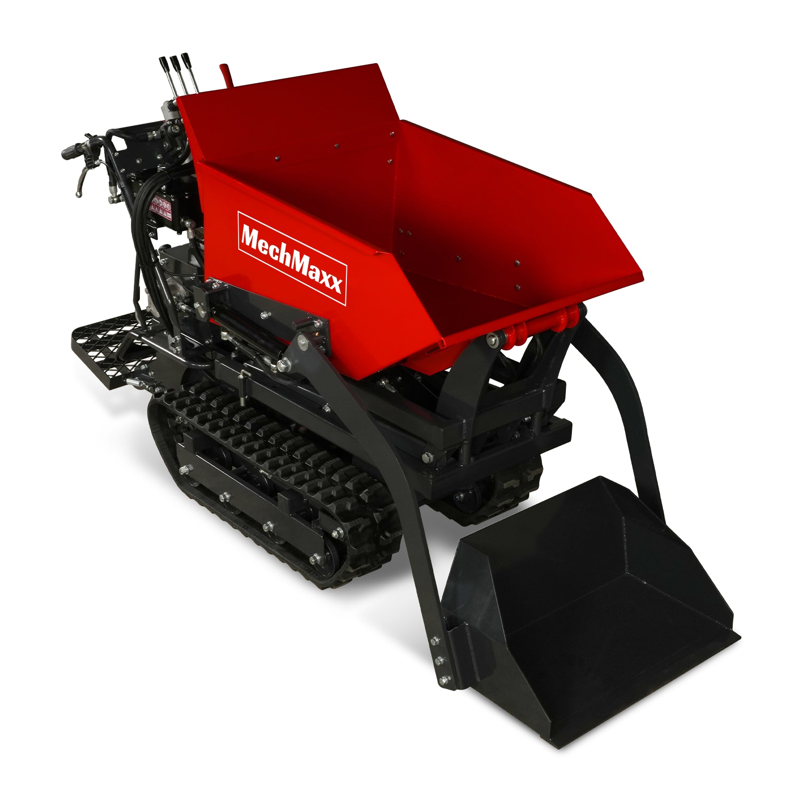 1100lbs Capacity E-Start 10HP 302cc Gas Engine Tracked Dumper Hydraulic Tipping and Lifting with Front Shovel , D50HTFL