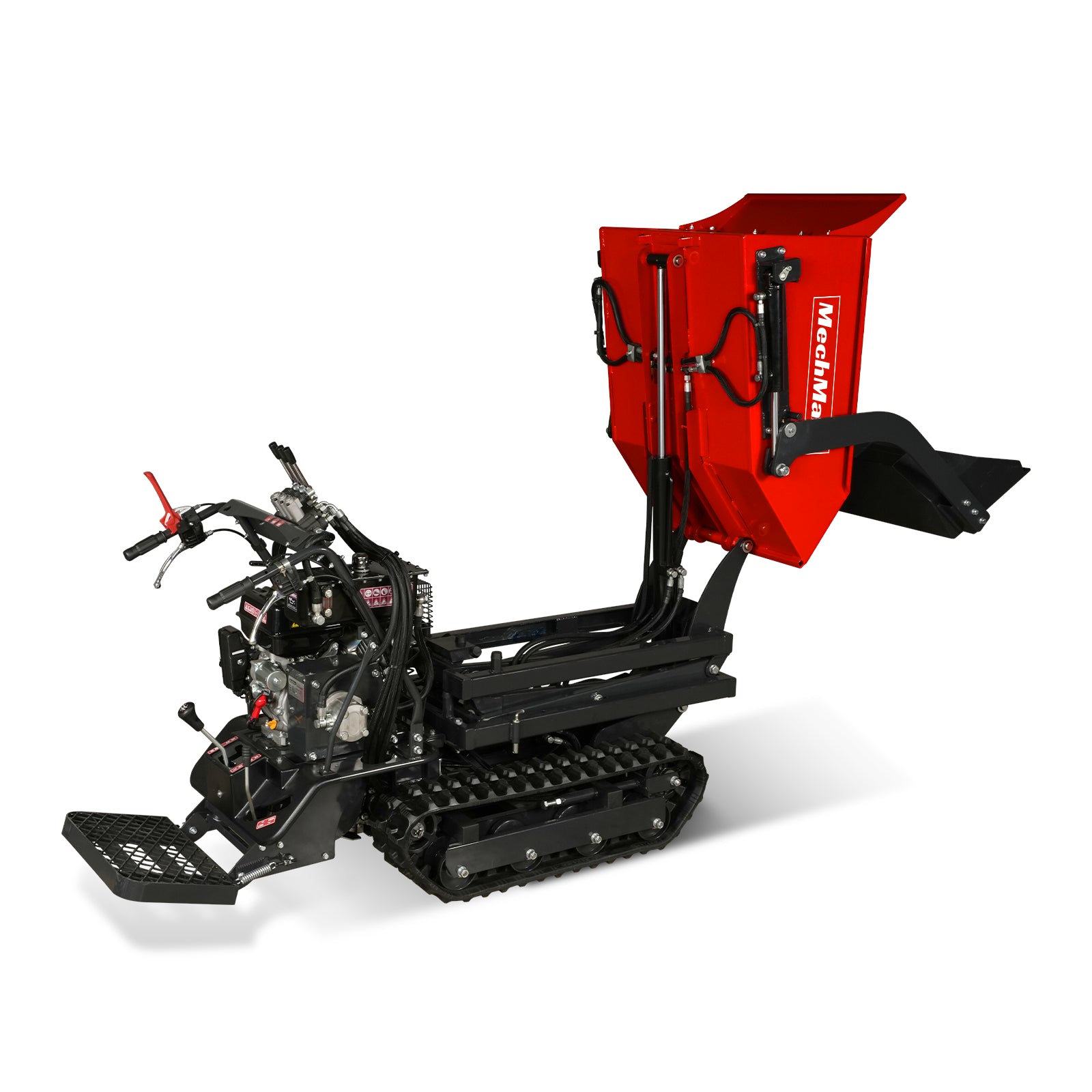 1100lbs Capacity E-Start 10HP 302cc Gas Engine Tracked Dumper Hydraulic Tipping and Lifting with Front Shovel , D50HTFL