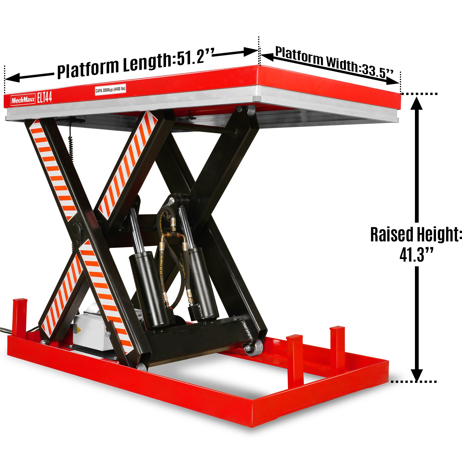 Stationary Powered Hydraulic Lift Table 4400lb Capacity,Platform Size51.2" x 33.5" ,Height41.3"