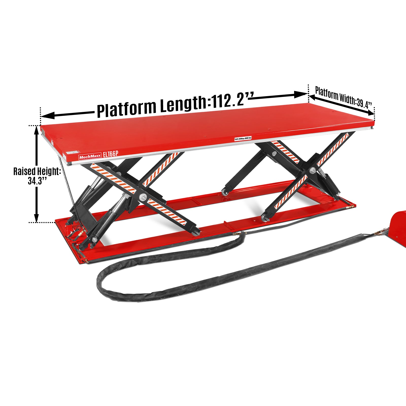 Stationary Electric Hydraulic Parallel Double Scissor Lift Table 6600lb Capacity,Platform Size112.9" x 39.4",Height34.3"