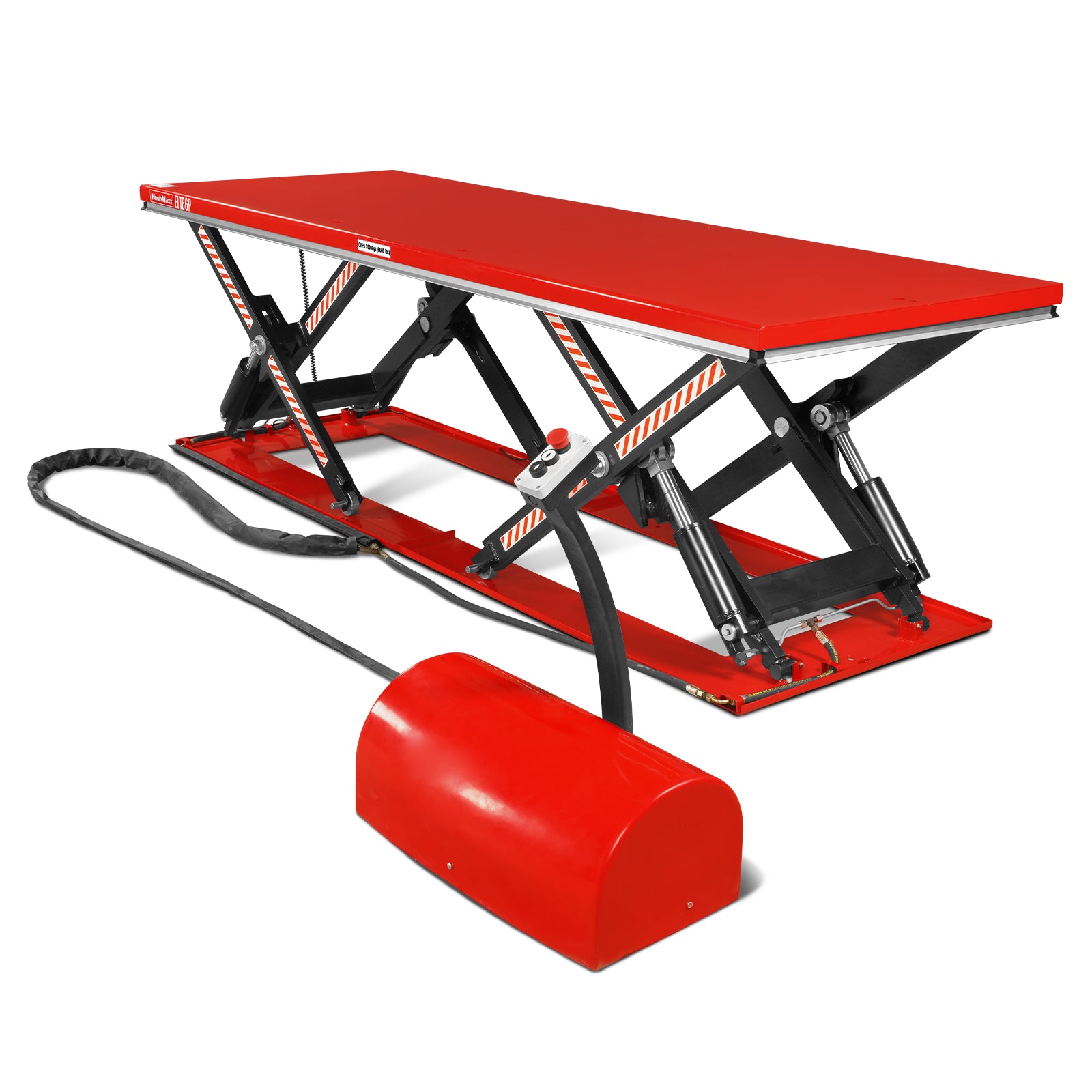 Stationary Electric Hydraulic Parallel Double Scissor Lift Table 6600lb Capacity, Platform Size, 112.9” x 39.4”, Height 34.3”