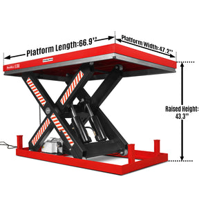 Stationary Powered Hydraulic Lift Table 8800lb Capacity,Platform Size66.9" x 47.2" ,Height43.3"