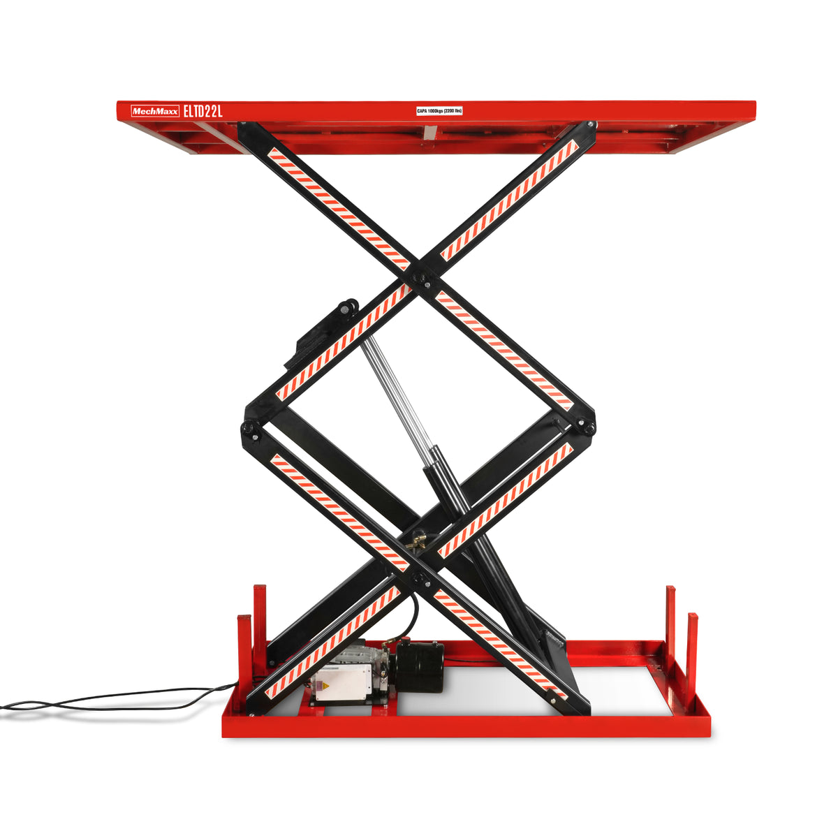 Stationary Powered Hydraulic Double Scissor Lift Table 2200lbs Capacity, Platform Size, 86.6” x 51.2”, Height 94.5”