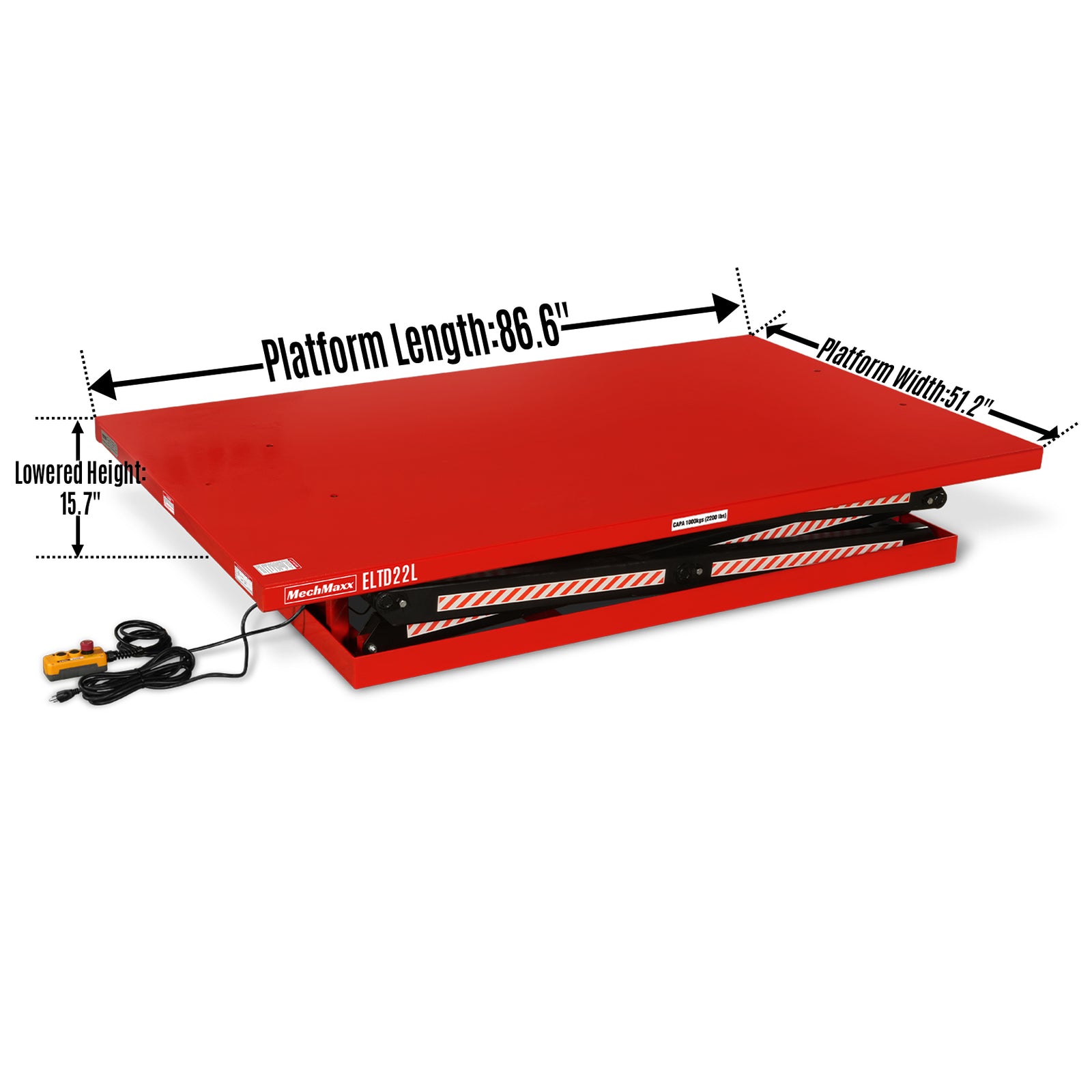 2200 lbs Capacity Stationary Powered Hydraulic Double Scissor Lift Tab