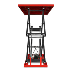 Stationary Powered Hydraulic Double Scissor Lift Table 2200lb Capacity,Platform Size86.6" x 51.2" ,Height94.5"