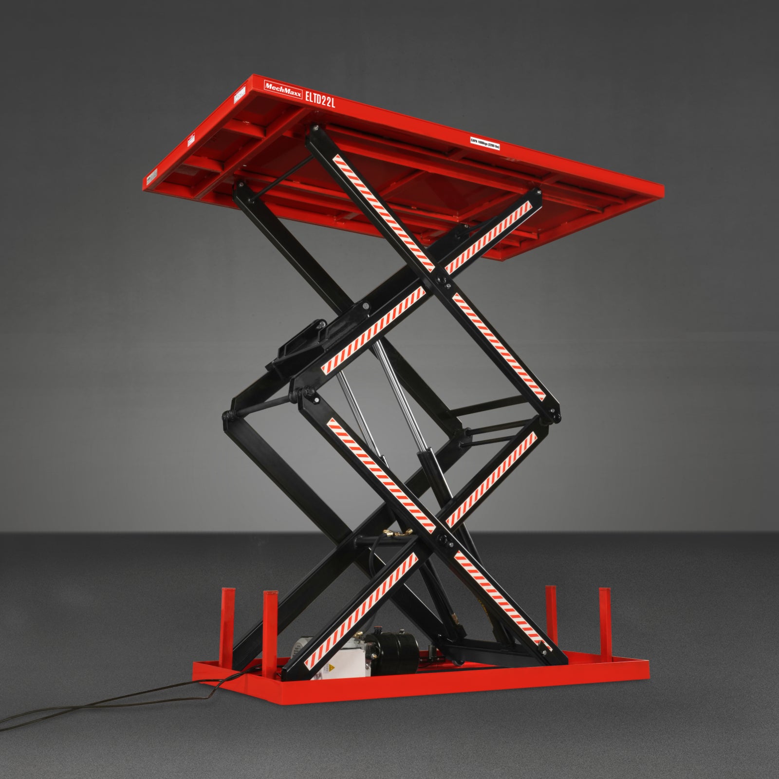 Stationary Powered Hydraulic Double Scissor Lift Table 2200lb Capacity,Platform Size86.6" x 51.2" ,Height94.5"