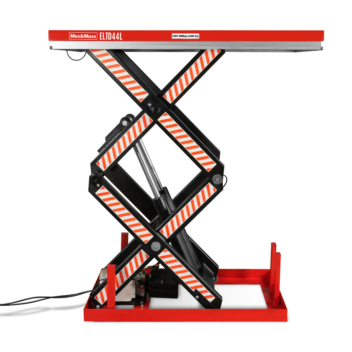 Stationary Electric Hydraulic Double Scissor Lift Table 4400lb Capacity, Platform Size, 63” x 39.4”, Height 70.1”