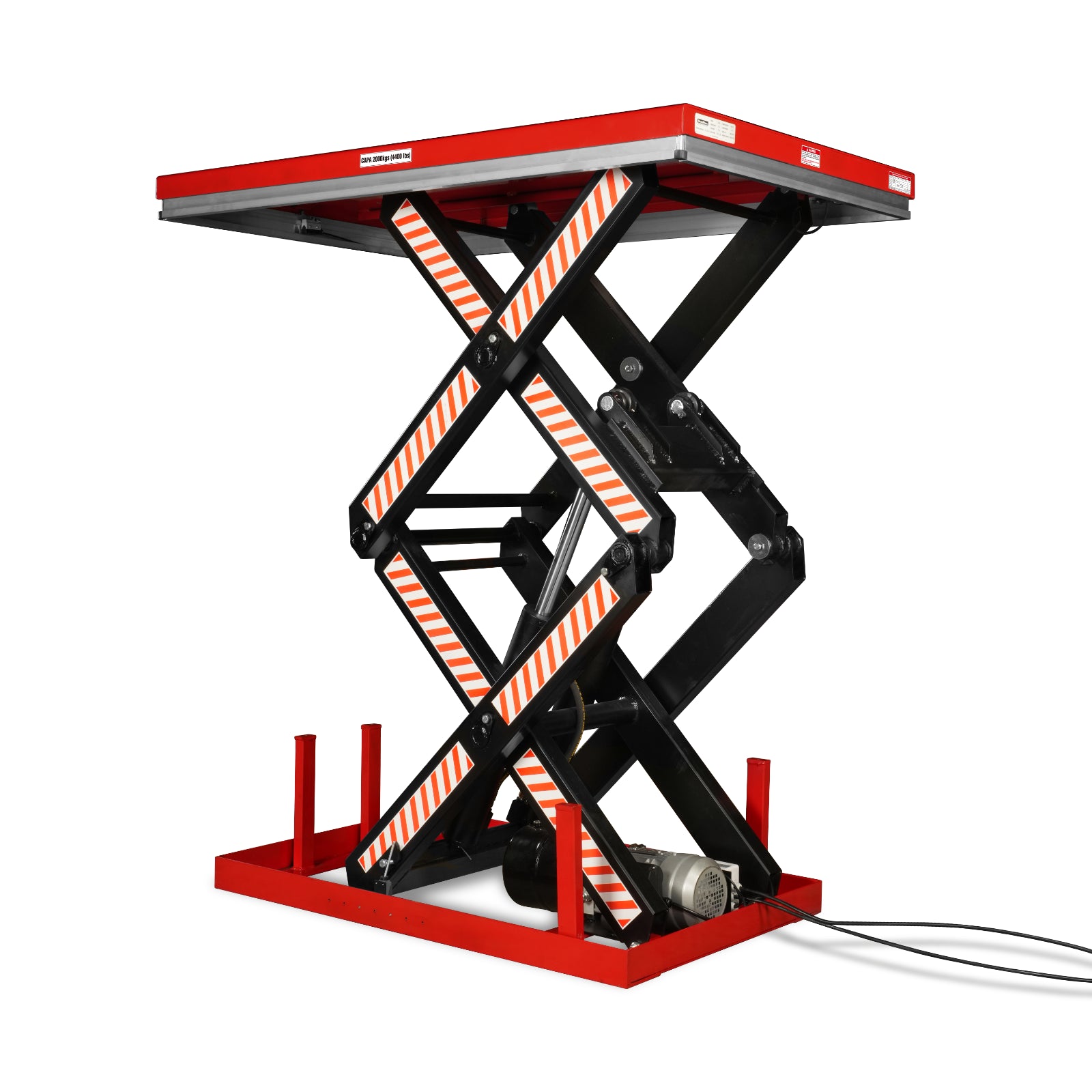 Stationary Electric Hydraulic Double Scissor Lift Table 4400lb Capacity,Platform Size63" x 39.4",Height70.1"