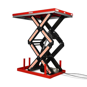 Stationary Electric Hydraulic Double Scissor Lift Table 4400lb Capacity,Platform Size63" x 39.4",Height70.1"