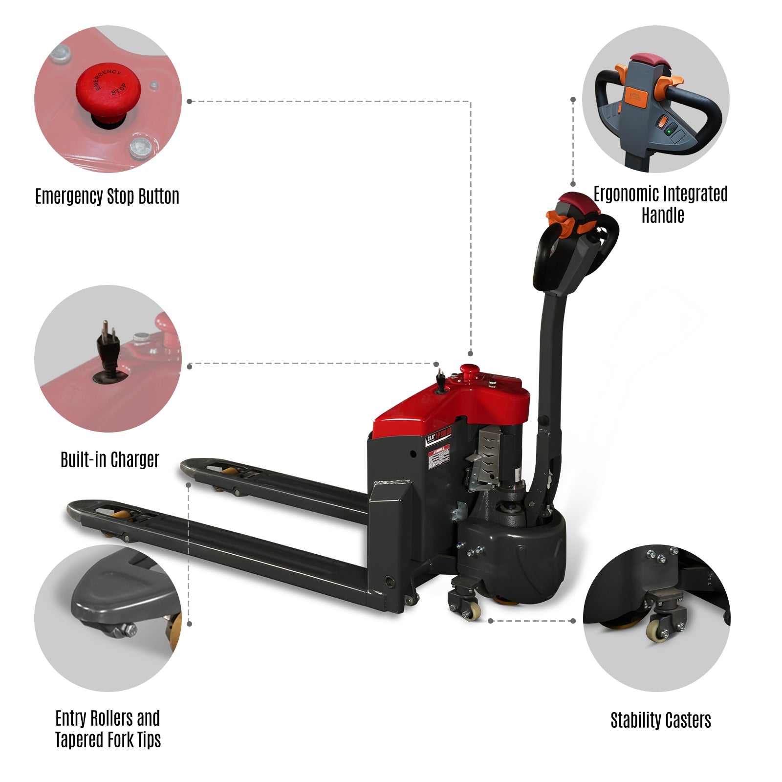 Full Electric Powered Pallet Jack Truck 3300lbs Capacity 48'' x 27'' Fork, EPT33