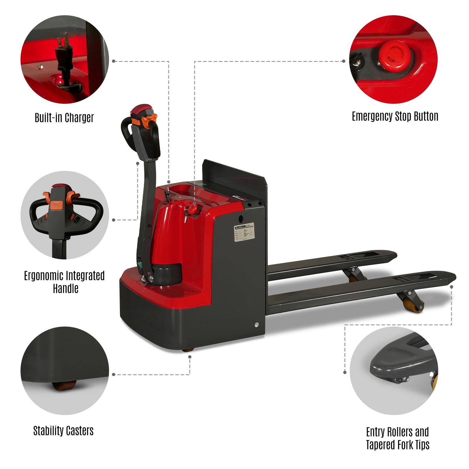 4400lbs Capacity Lithium Electric Walkie Pallet Jack Truck 48'' x 27'' Fork, EPT44LI