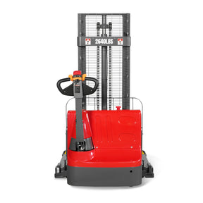 2640lbs Lithium-ion Electric Straddle Stacker, 98" Lift, Adjustable Legs & Forks, F26-98S