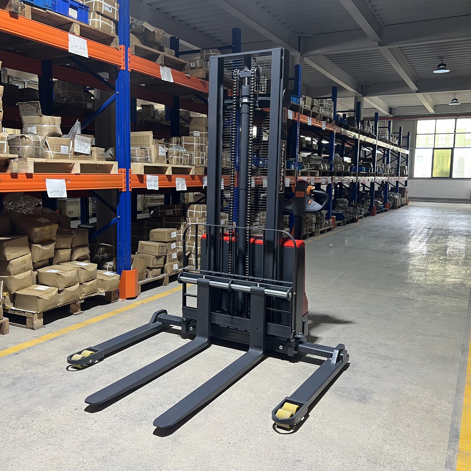 2640lbs Electric Straddle Stacker, 98" Lift, Adjustable Legs & Forks, F26-98SLA