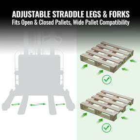 2640lbs Lithium-ion Electric Straddle Stacker, 118" Lift, Adjustable Legs & Forks, F26-118S