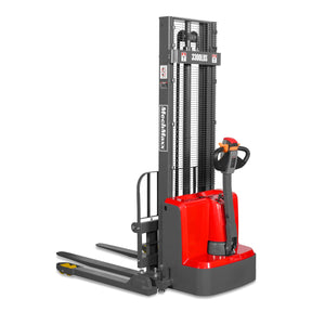 3300lbs Lithium-ion Electric Straddle Stacker, 118" Lift, Adjustable Legs & Forks, F33-118S