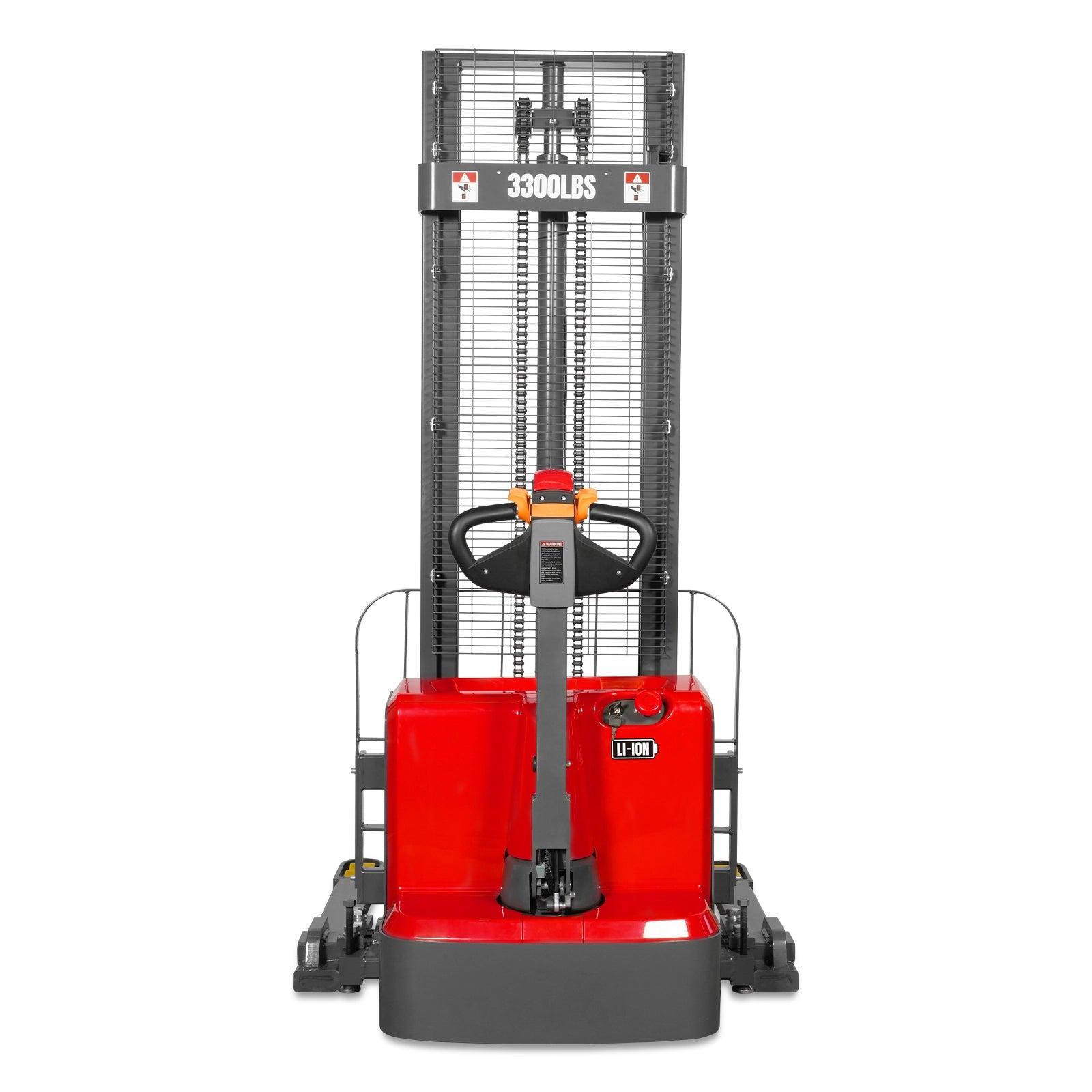 3300lbs Lithium-ion Electric Straddle Stacker, 118" Lift, Adjustable Legs & Forks, F33-118S