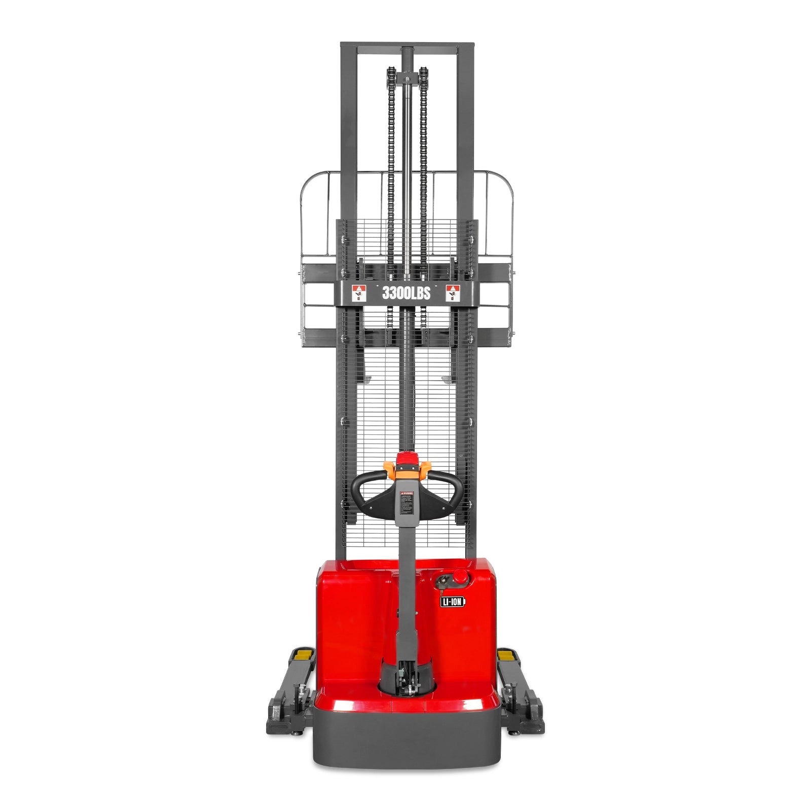 3300lbs Lithium-ion Electric Straddle Stacker, 118" Lift, Adjustable Legs & Forks, F33-118S