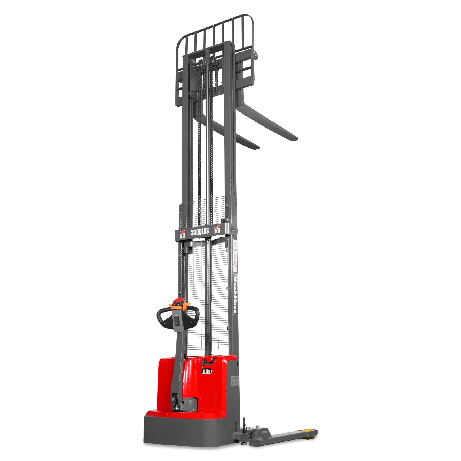 3300lbs Lithium-ion Electric Straddle Stacker, 118" Lift, Adjustable Legs & Forks, F33-118S