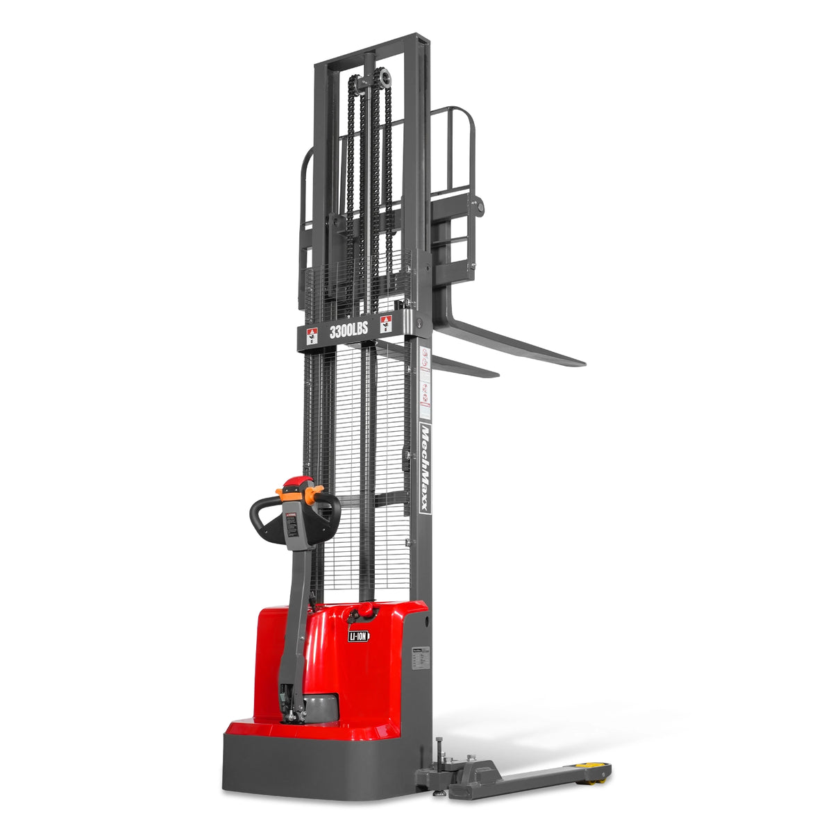 3300lbs Lithium-ion Electric Straddle Stacker, 118" Lift, Adjustable Legs & Forks, F33-118S