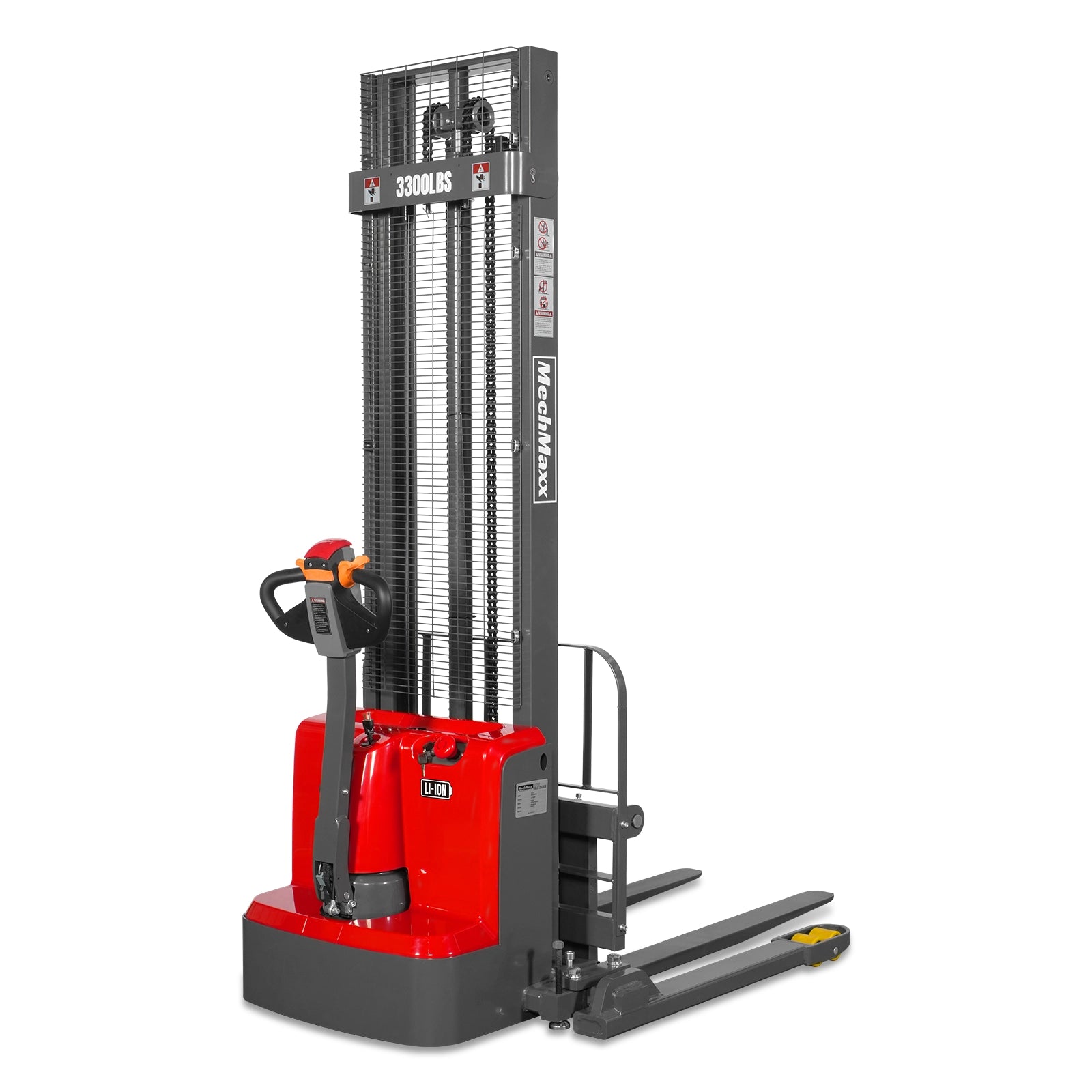 3300lbs Lithium-ion Electric Straddle Stacker, 138" Lift, Adjustable Legs & Forks, F33-138S