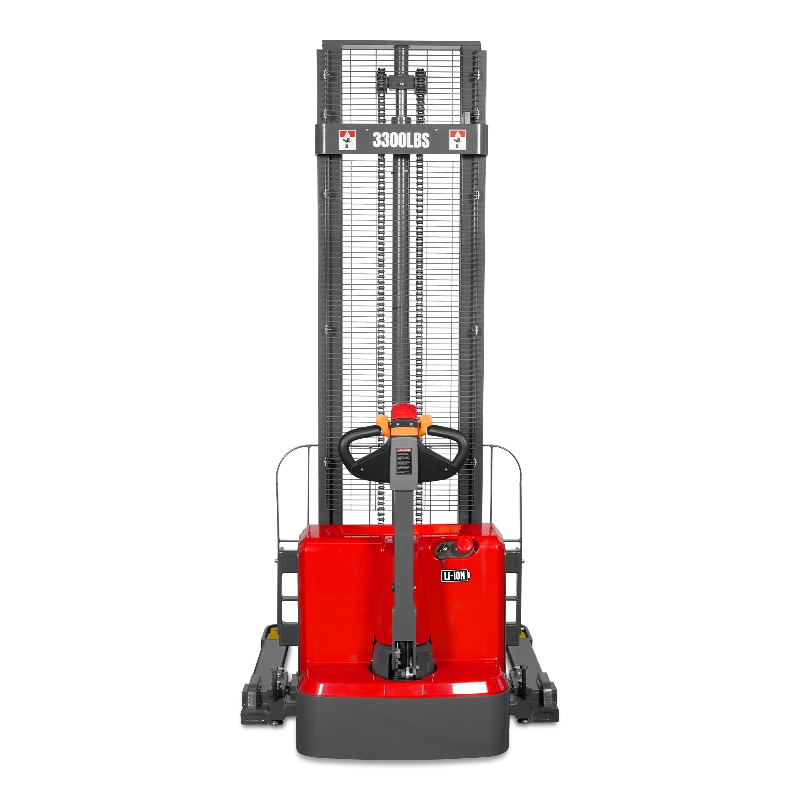 3300lbs Lithium-ion Electric Straddle Stacker, 138" Lift, Adjustable Legs & Forks, F33-138S