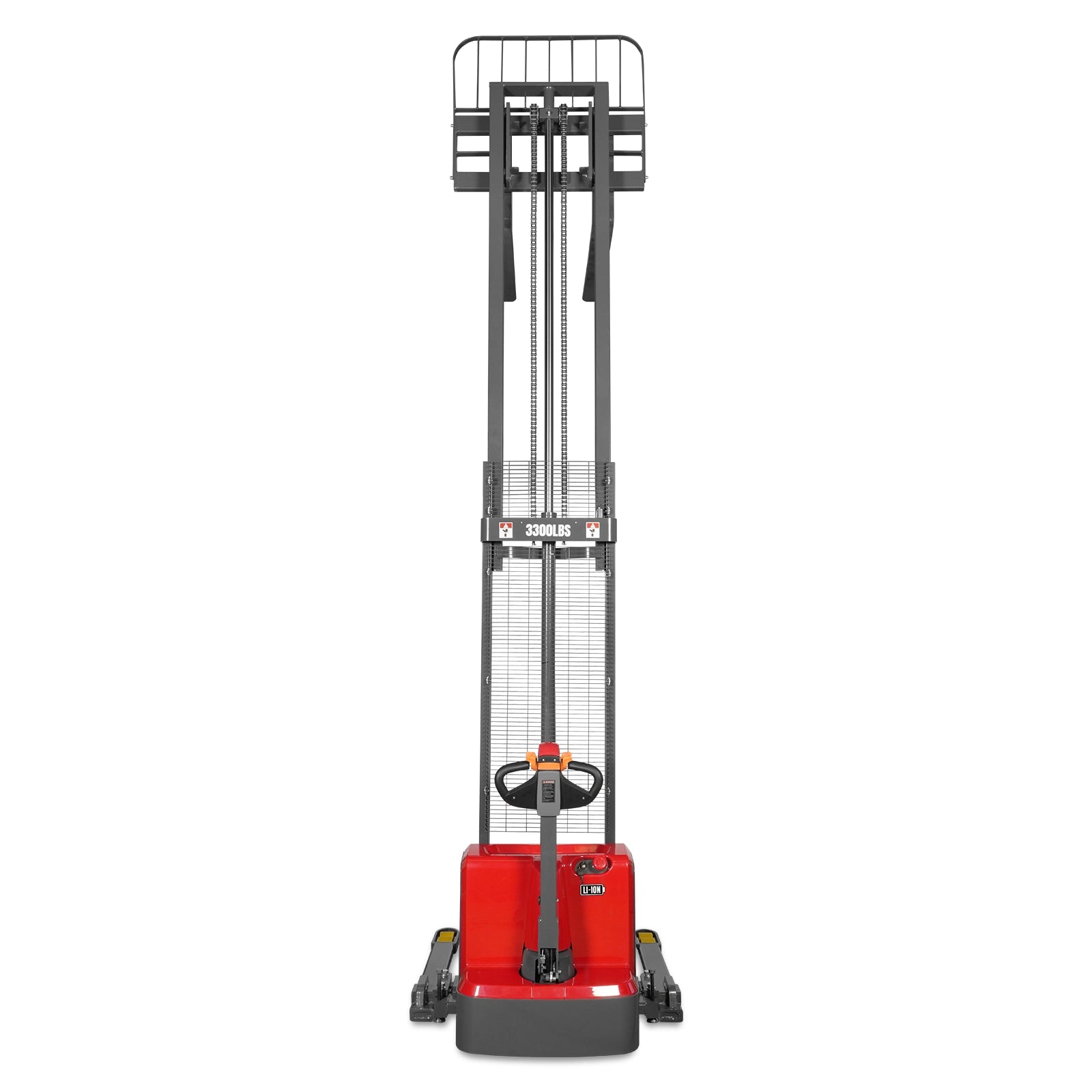 3300lbs Lithium-ion Electric Straddle Stacker, 138" Lift, Adjustable Legs & Forks, F33-138S