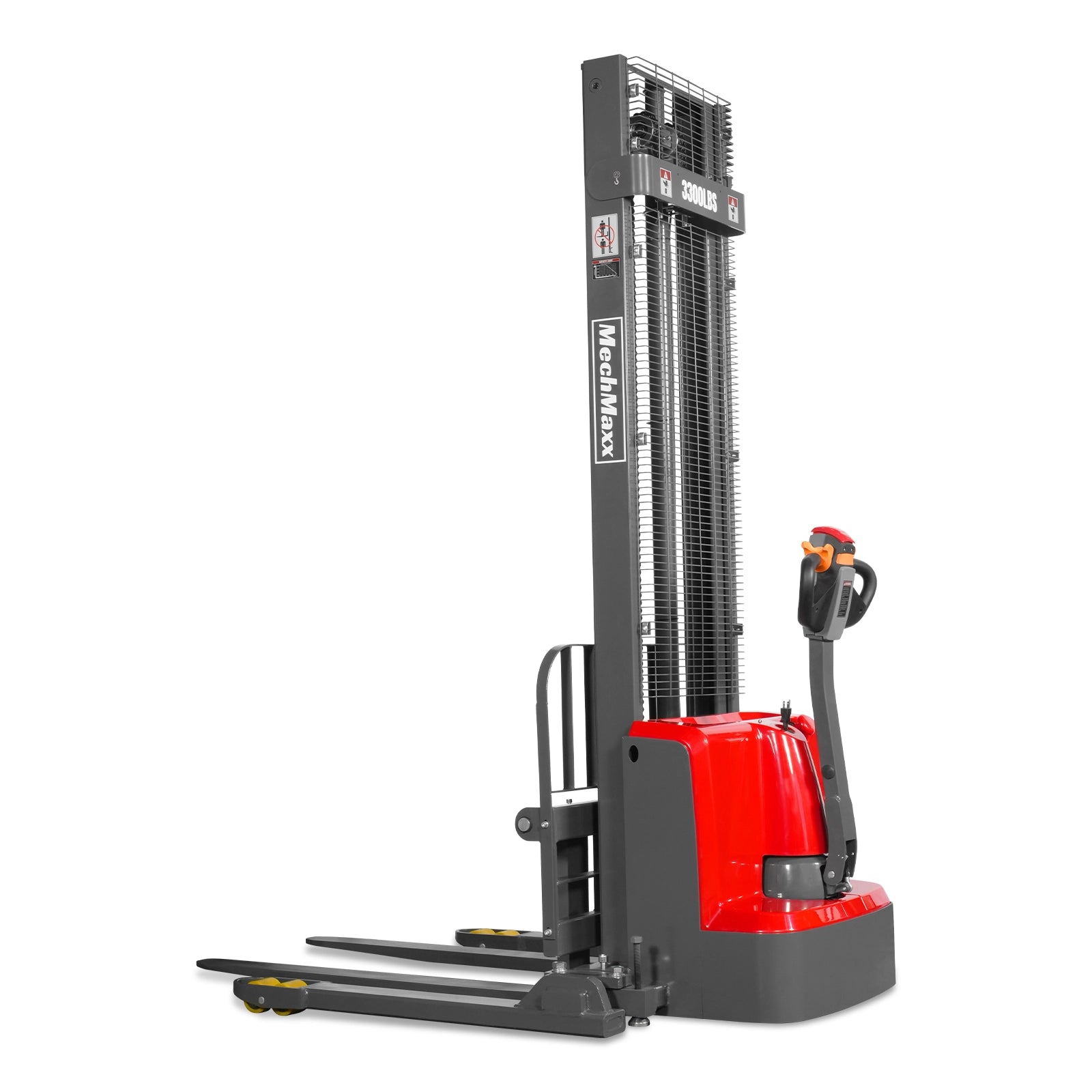 3300lbs Lithium-ion Electric Straddle Stacker, 138" Lift, Adjustable Legs & Forks, F33-138S