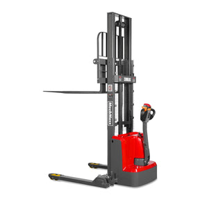 3300lbs Lithium-ion Electric Straddle Stacker, 98" Lift, Adjustable Legs & Forks, F33-98S