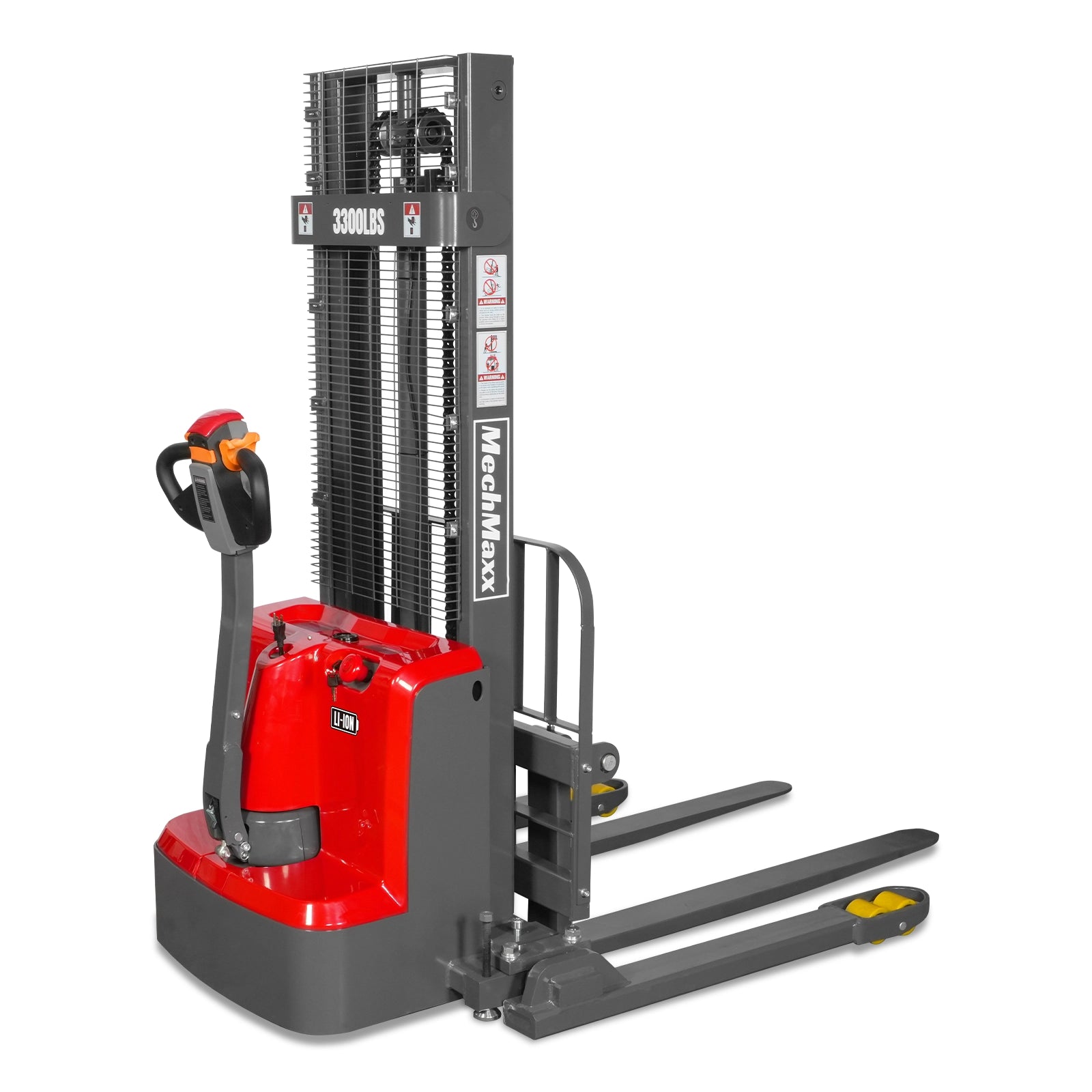 3300lbs Lithium-ion Electric Straddle Stacker, 98" Lift, Adjustable Legs & Forks, F33-98S