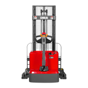 3300lbs Lithium-ion Electric Straddle Stacker, 98" Lift, Adjustable Legs & Forks, F33-98S