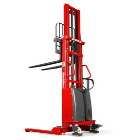 3300lbs Semi-Electric Straddle Stacker, 118" Lift, Adjustable Legs & Forks, S33-118S