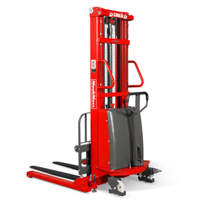 3300lbs Semi-Electric Straddle Stacker, 118" Lift, Adjustable Legs & Forks, S33-118S
