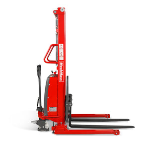 3300lbs Semi-Electric Straddle Stacker, 118" Lift, Adjustable Legs & Forks, S33-118S