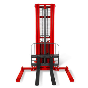 3300lbs Semi-Electric Straddle Stacker, 118" Lift, Adjustable Legs & Forks, S33-118S